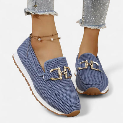 AlignFeet | Women’s Slip-On Loafers – Gold Detail, Lightweight All-Season Comfort