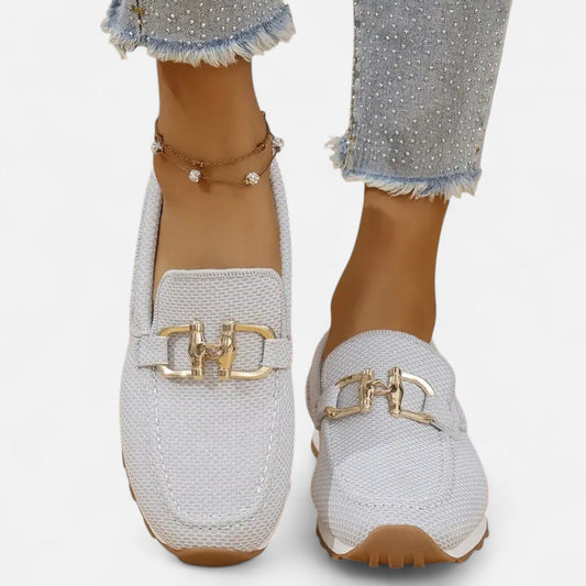 AlignFeet | Women’s Slip-On Loafers – Gold Detail, Lightweight All-Season Comfort