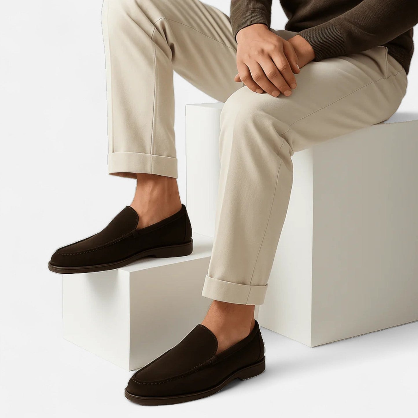 AlignFeet | Men’s Low Suede Loafers – Classic Slip-On, Refined Low Profile