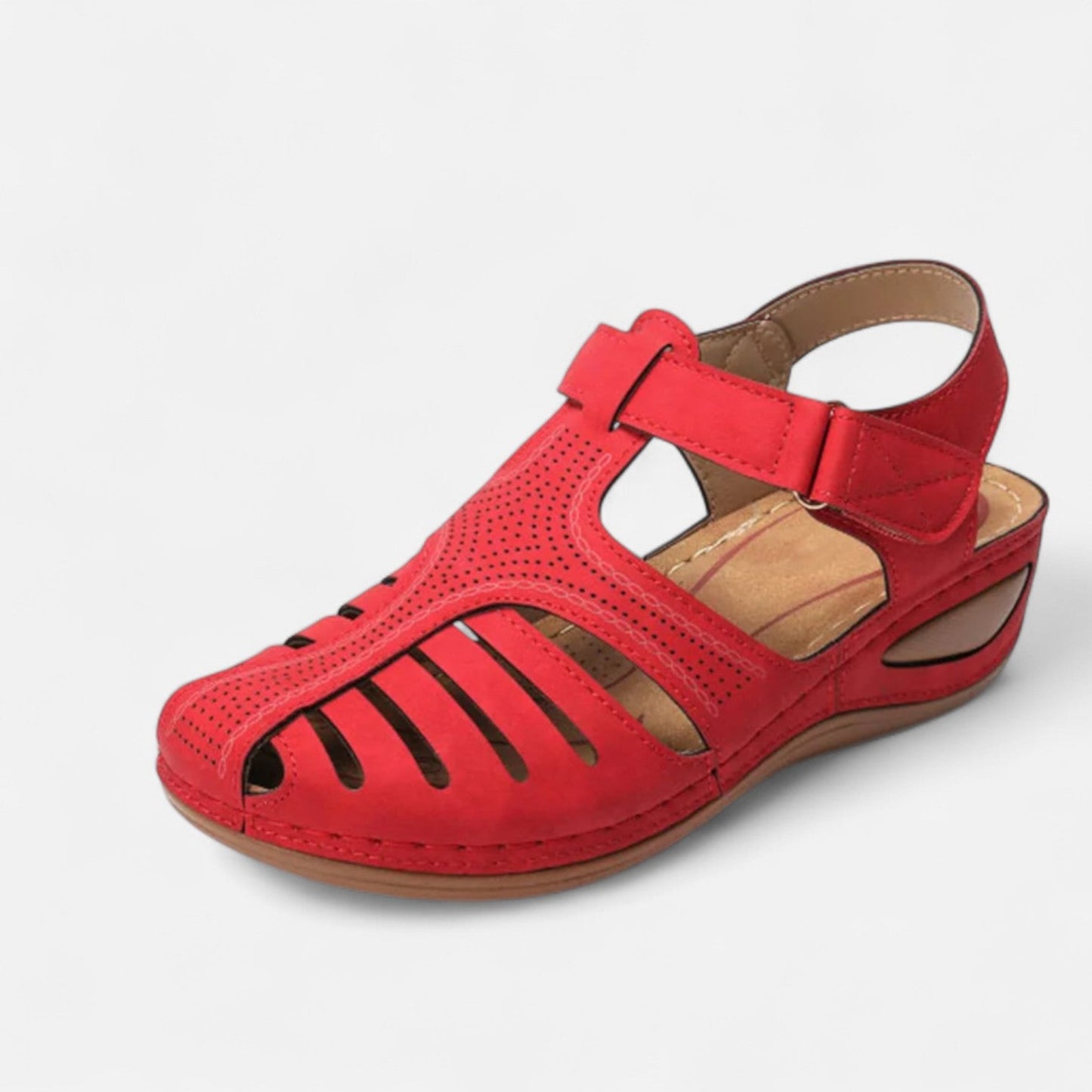 AlignFeet | Women’s Leather Cutout Sandals – Cushioned Wedge, Everyday Breathability